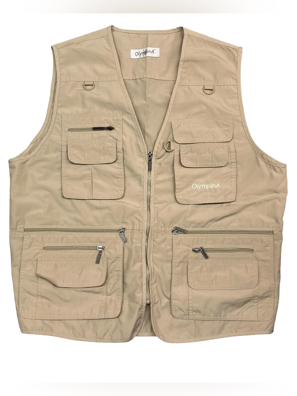 OlympinA Utility Vest Mens 2XL XXL Cargo Pockets Zip Fishing Hunting Camping